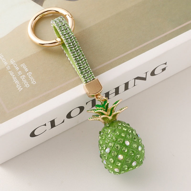 Wholesale Creative Cute Diamond-encrusted Alloy Rhinestone Three-dimensional Pineapple Keychain